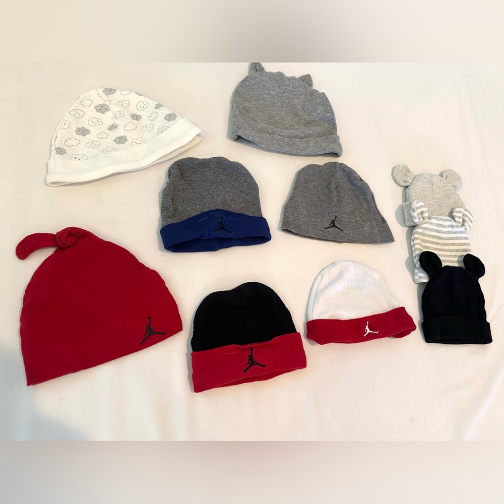Jordan Baby Beanies. Newborn 0-6mons 18mons
